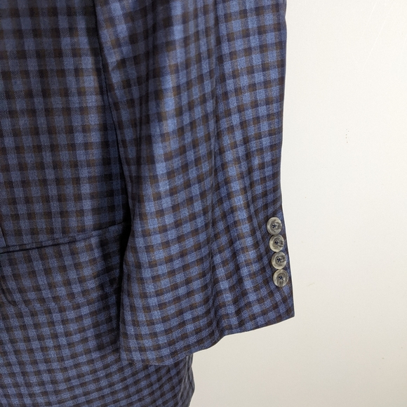 Mens Blue Plaid Blazer 51 Virgin Wool J Hilburn New with Tags - Picture 8 of 13